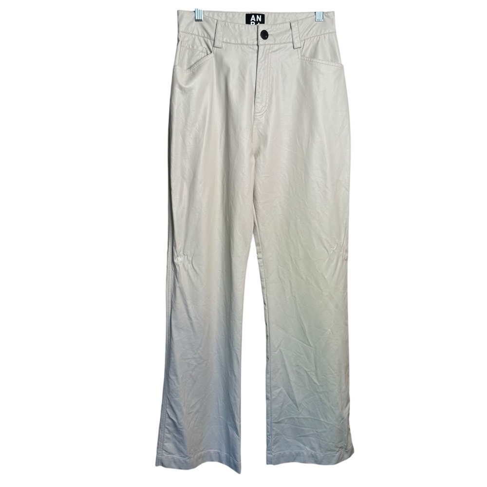 ANR+ Alp-n-Rock Claren Faux Leather Pants Beige Gray S 28 D12